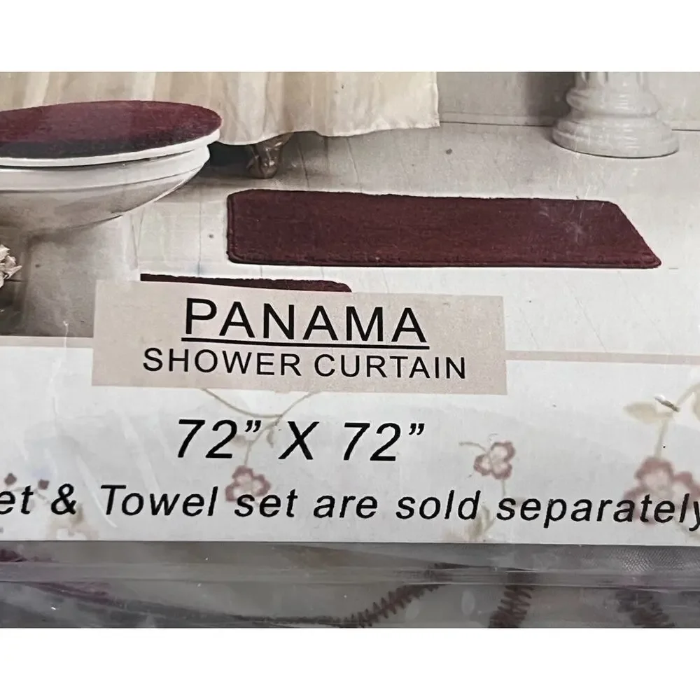 PANAMA Embroidered Floral Tassel Shower Curtain Ivory Pink Romantic Cottagecore